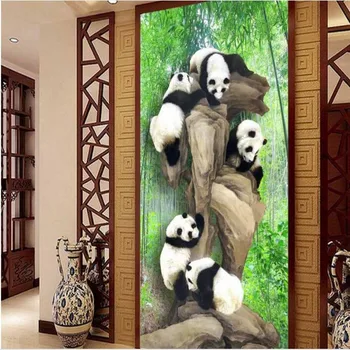 wellyu Prispôsobené veľké nástenné maľby bamboo panda 3D vstup pozadí steny tapety abstraktných de parede para quarto