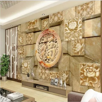 wellyu Prispôsobené veľké steny muralist a Fu slovo 3D priestor troch-dimenzionální jade TV na stenu, tapety tapety