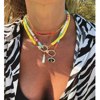 ženy móda krátky náhrdelník prívesok České farebné prírodný kameň jedinečné collares de moda pentagram tvar rainbow choker